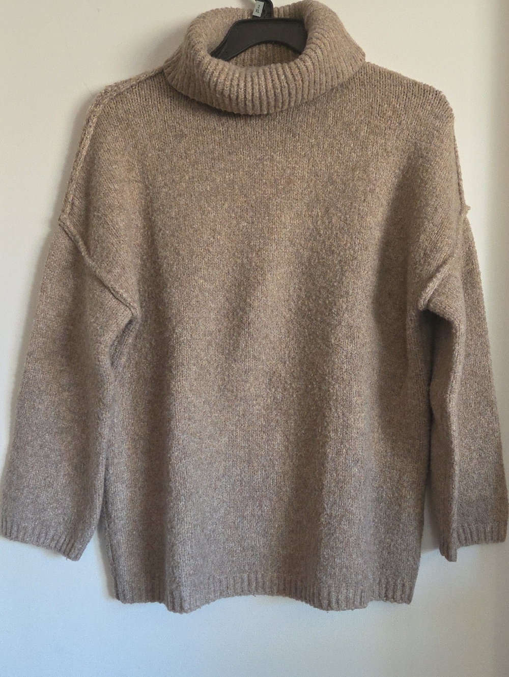 Relaxed Taupe Turtleneck Sweater - Women's Cozy Knit